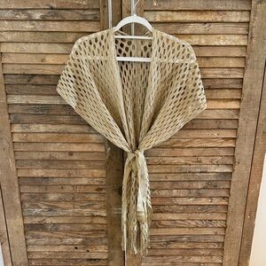 Gold Open-Knit Fringe Coverup